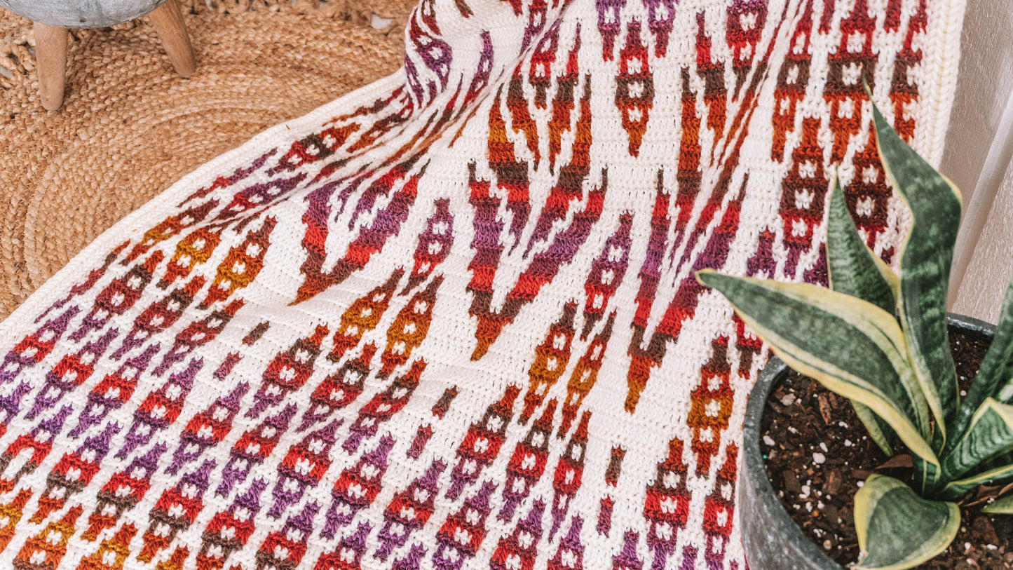 CROCHET PATTERN Lotus Mosaic Crochet Blanket Pattern - Inset Mosaic Crochet Afghan - Instant Download PDF Pattern