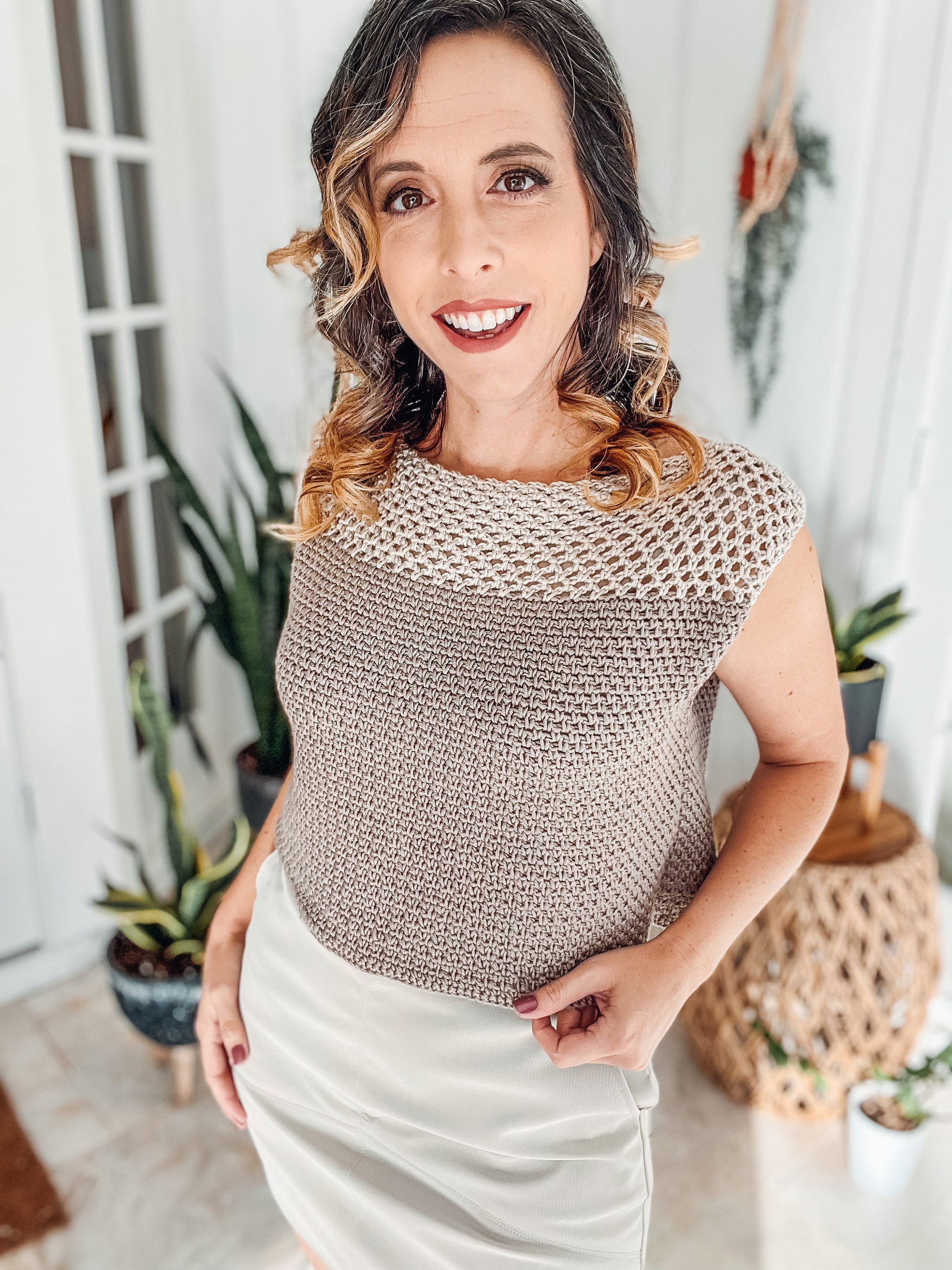 CROCHET PATTERN + VIDEO Summer Beginner Crochet Tank Top Pattern, Instant Download Pdf, Size small-3x, Spring & Summer Womens
