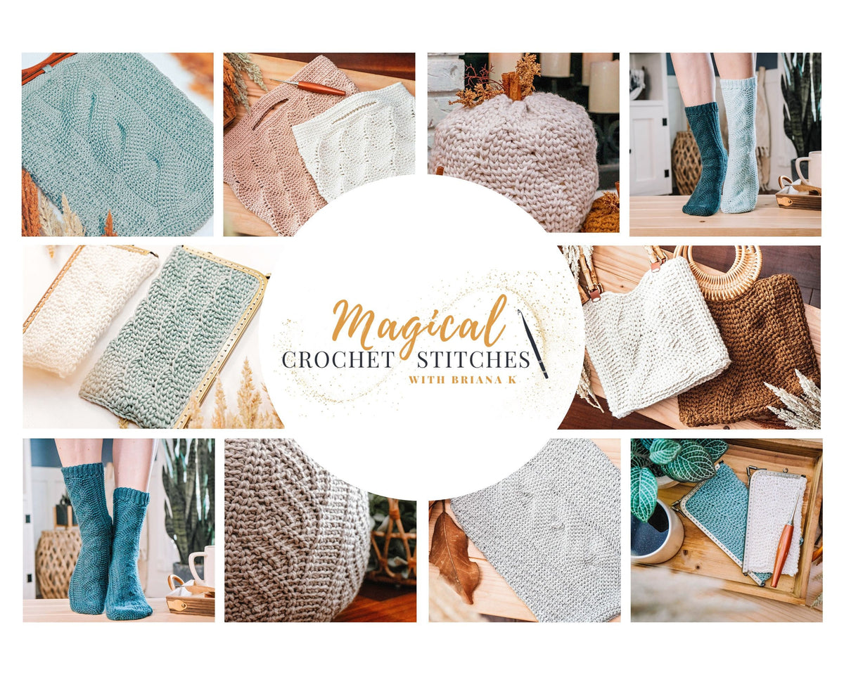 CROCHET PATTERN + VIDEOS Magical Crochet Stitches Course! Create knit-look stitches with video instructions and Bonuses!