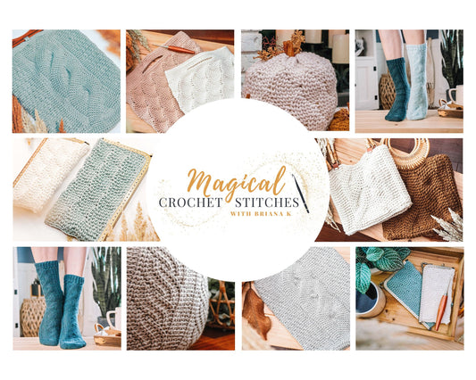 CROCHET PATTERN + VIDEOS Magical Crochet Stitches Course! Create knit-look stitches with video instructions and Bonuses!