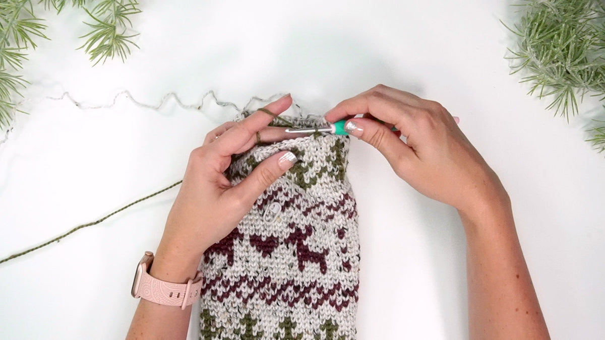 CROCHET PATTERN + VIDEO Christmas In July Crochet Stocking, Traditional Crochet Colorwork Fair Isle Stocking with Video Tutorial. Holiday