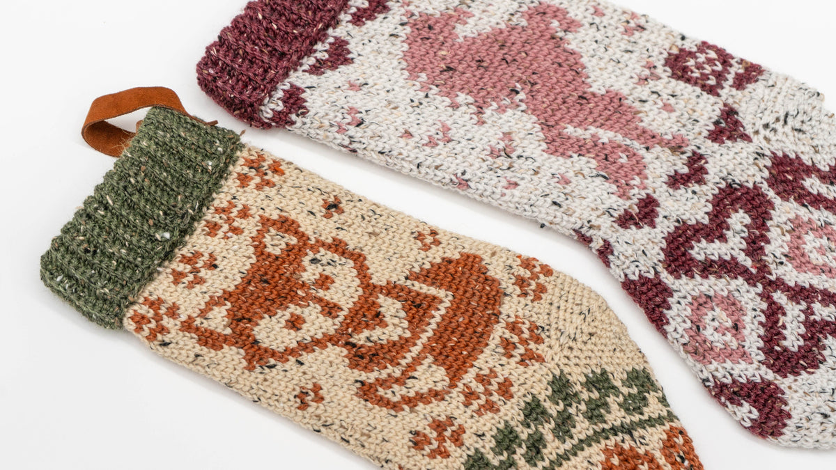 CROCHET PATTERN + VIDEO Create Your Holiday Style Crochet Course, Stocking Charts, Blanket Chart, Crochet Christmas Home Decor