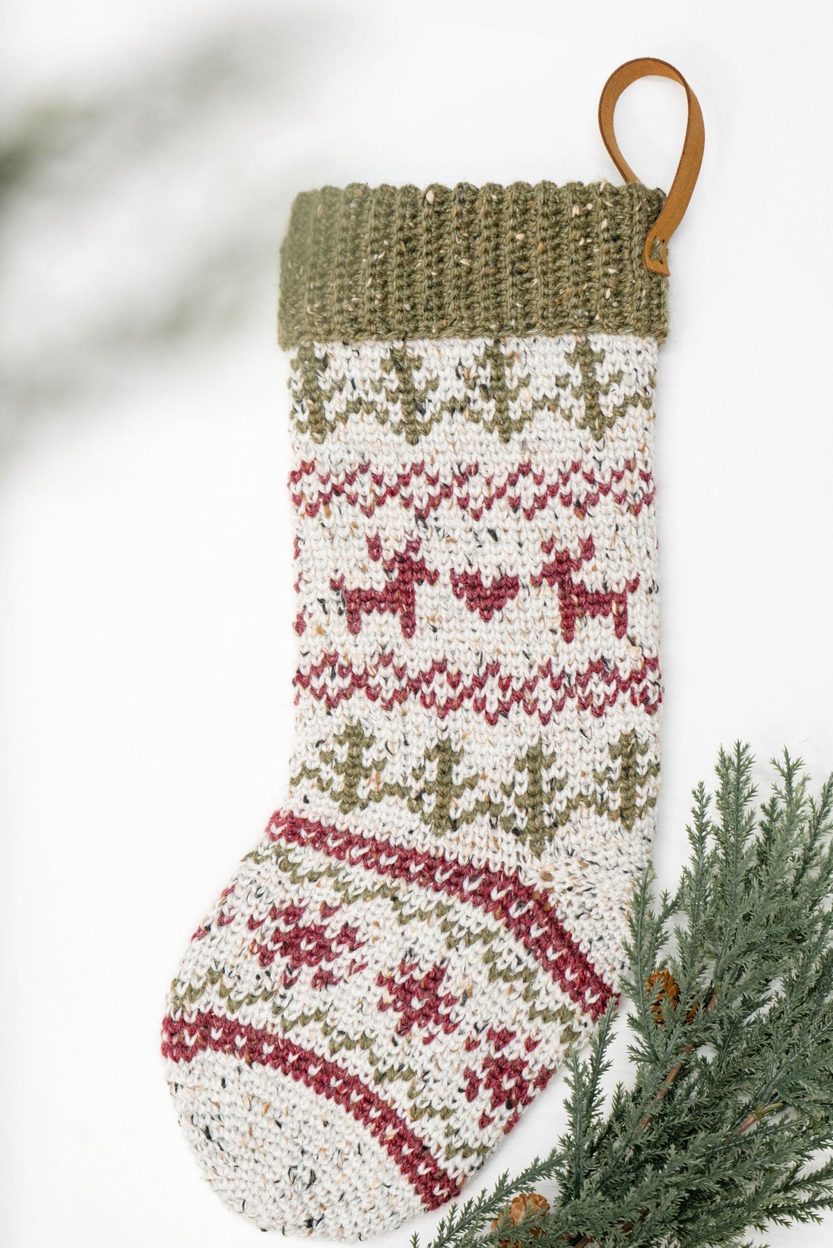 CROCHET PATTERN + VIDEO Christmas In July Crochet Stocking, Traditional Crochet Colorwork Fair Isle Stocking with Video Tutorial. Holiday