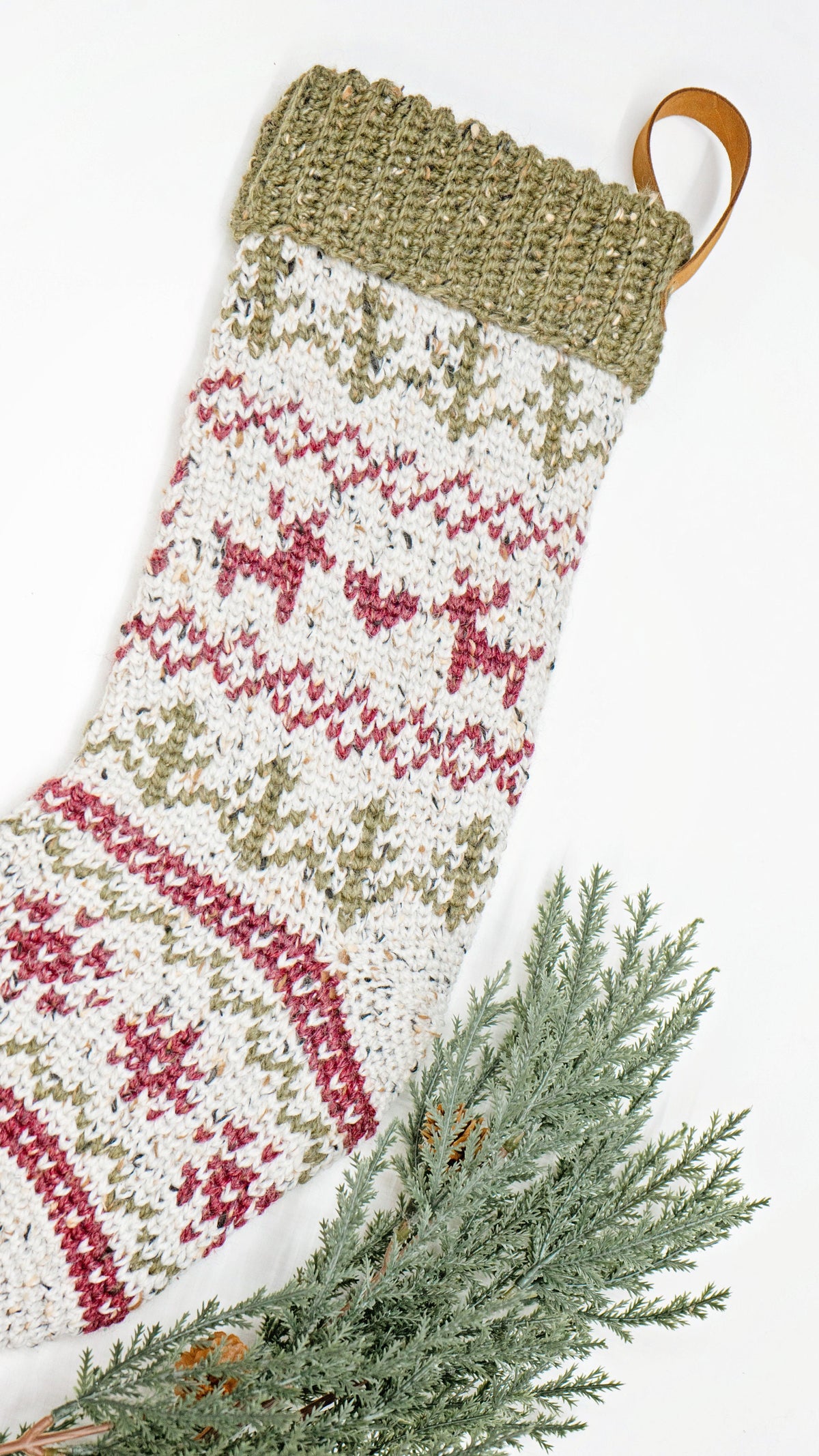 CROCHET PATTERN + VIDEO Christmas In July Crochet Stocking, Traditional Crochet Colorwork Fair Isle Stocking with Video Tutorial. Holiday