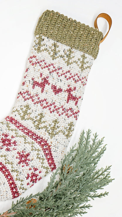 CROCHET PATTERN + VIDEO Christmas In July Crochet Stocking, Traditional Crochet Colorwork Fair Isle Stocking with Video Tutorial. Holiday