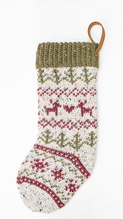 CROCHET PATTERN + VIDEO Christmas In July Crochet Stocking, Traditional Crochet Colorwork Fair Isle Stocking with Video Tutorial. Holiday