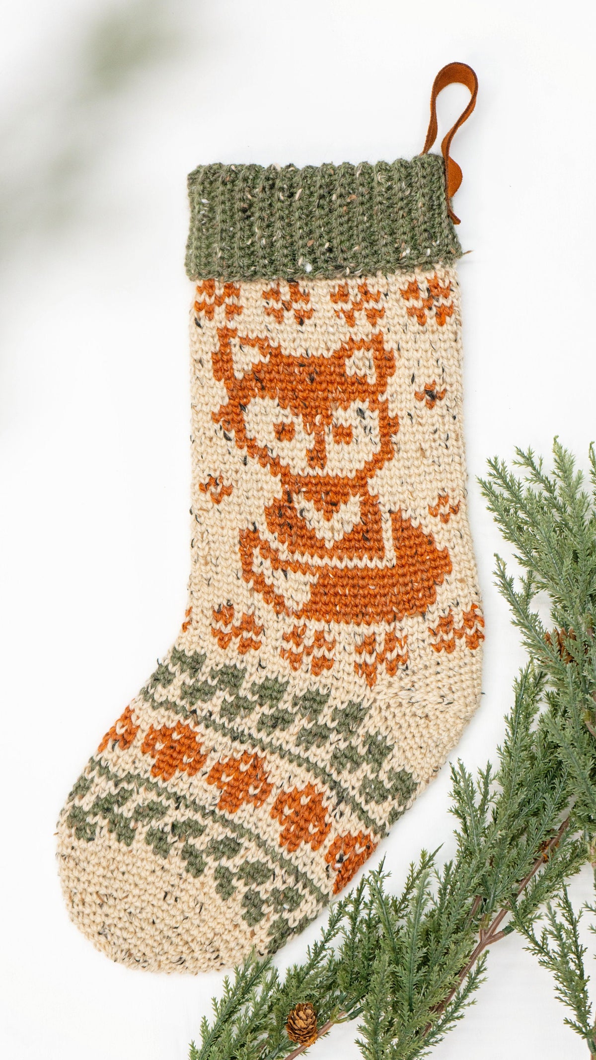 CROCHET PATTERN Woodland Fox Crochet Stocking Pattern, Charts and Video Instruction on Making a Fox Colorwork Stocking. Rustic Stocking