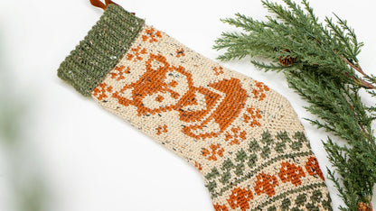 CROCHET PATTERN Woodland Fox Crochet Stocking Pattern, Charts and Video Instruction on Making a Fox Colorwork Stocking. Rustic Stocking