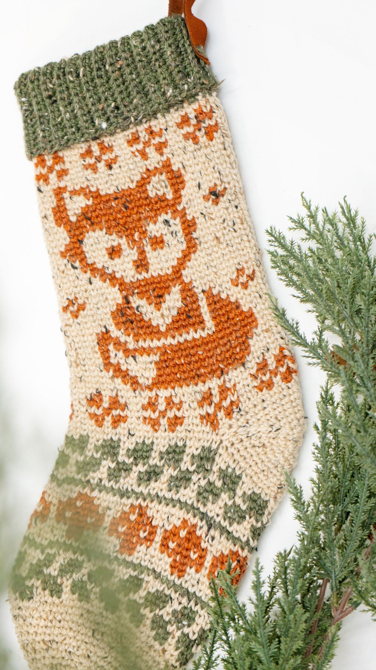 CROCHET PATTERN Woodland Fox Crochet Stocking Pattern, Charts and Video Instruction on Making a Fox Colorwork Stocking. Rustic Stocking