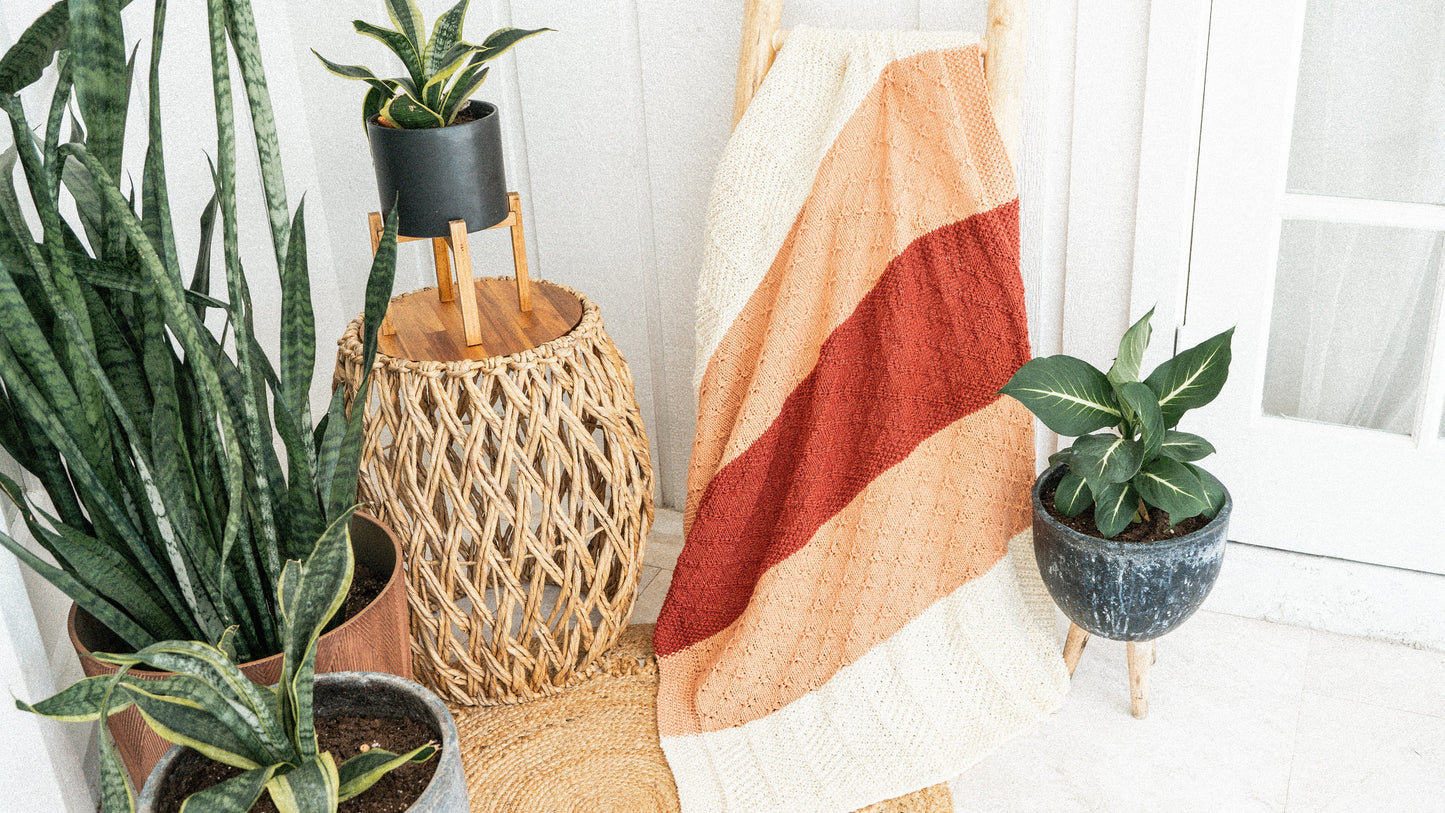 KNIT PATTERN + VIDEO Sampler Textured Knit Blanket, Downloadable Pdf, Learn to Make a Knit Textured Blanket with a Video Tutorial