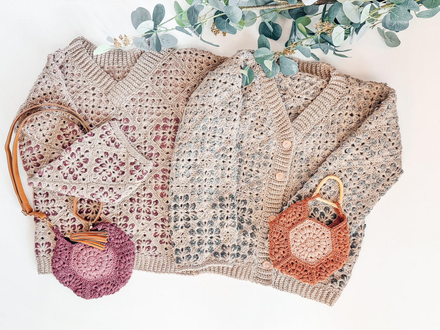 CROCHET PATTERN + VIDEO Crochet Granny Square Cardigan & Sweater Pattern in Sizes xs to 5X and Includes a Video Tutorial + Charts