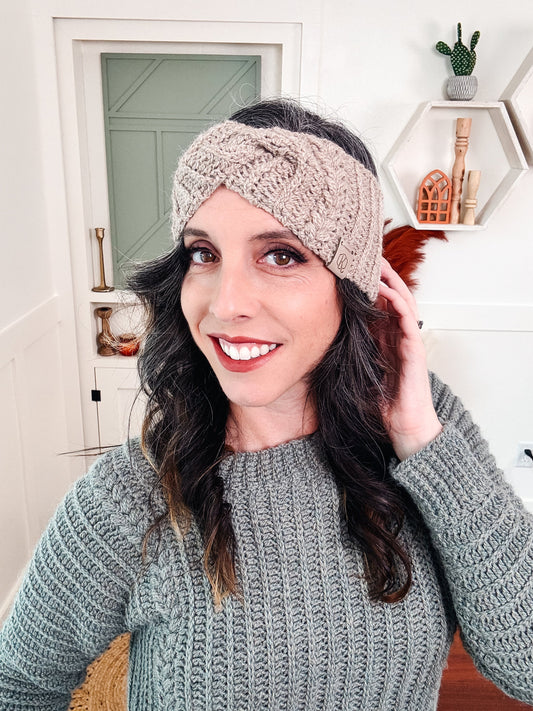 CROCHET PATTERN + VIDEO Autumn Wheat Crochet Ear Warmer Headband in 8 Sizes Newborn to Adult. Easy Crochet Pattern & Beginner Friendly