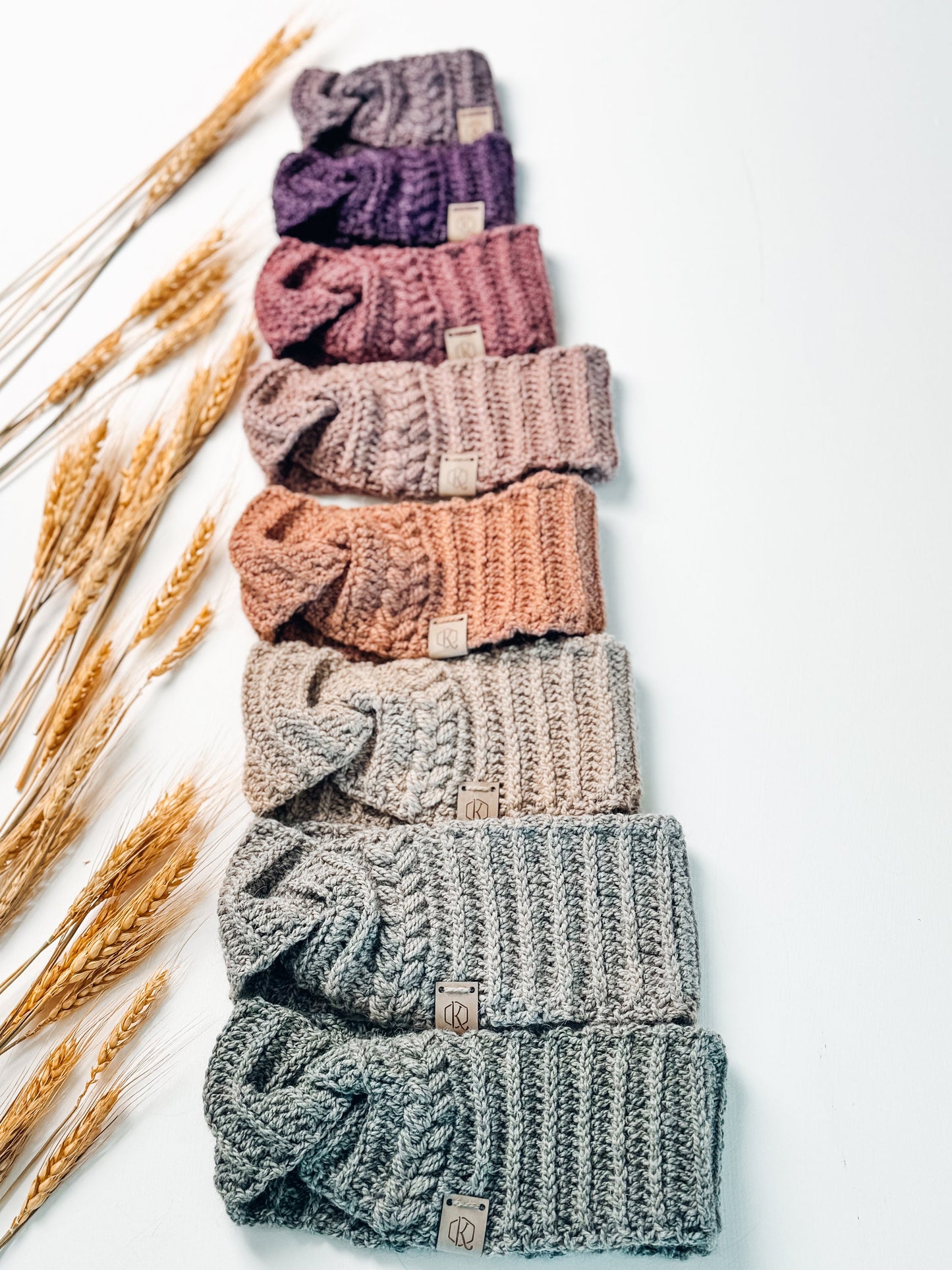 CROCHET PATTERN + VIDEO Autumn Wheat Crochet Ear Warmer Headband in 8 Sizes Newborn to Adult. Easy Crochet Pattern & Beginner Friendly