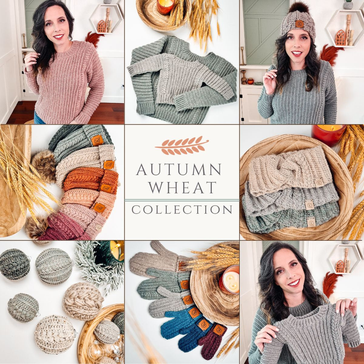 CROCHET PATTERNS + VIDEO Autumn Wheat Crochet Collection Ebook. 5 Crochet Patterns + Guides & Bonuses. Beginner Friendly and Crocheted Flat