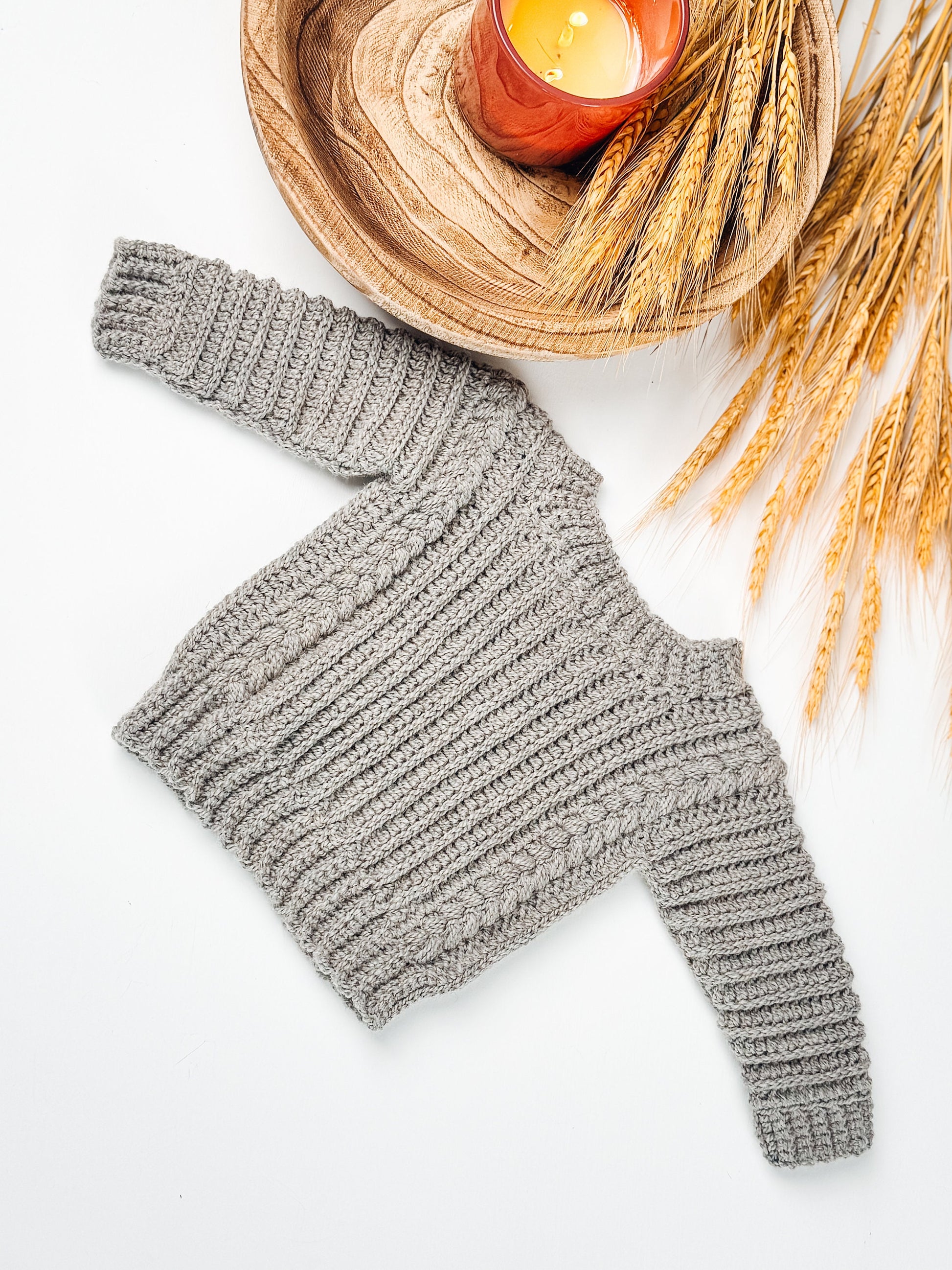 CROCHET PATTERN + VIDEO Autumn Wheat Crochet Baby to Child Sweater Pattern Sizes. Easy Crochet Pattern & Beginner Friendly - Crocheted Flat