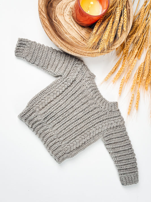 CROCHET PATTERN + VIDEO Autumn Wheat Crochet Baby to Child Sweater Pattern Sizes. Easy Crochet Pattern & Beginner Friendly - Crocheted Flat