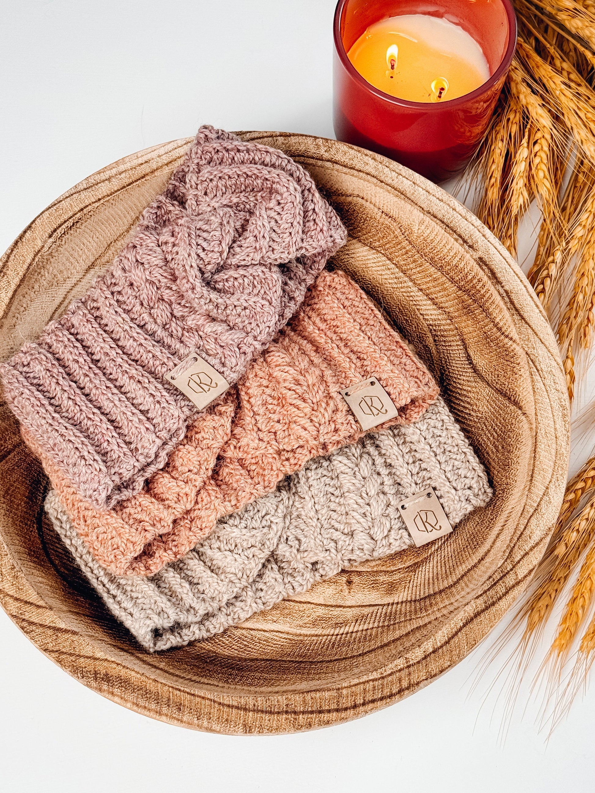 CROCHET PATTERN + VIDEO Autumn Wheat Crochet Ear Warmer Headband in 8 Sizes Newborn to Adult. Easy Crochet Pattern & Beginner Friendly