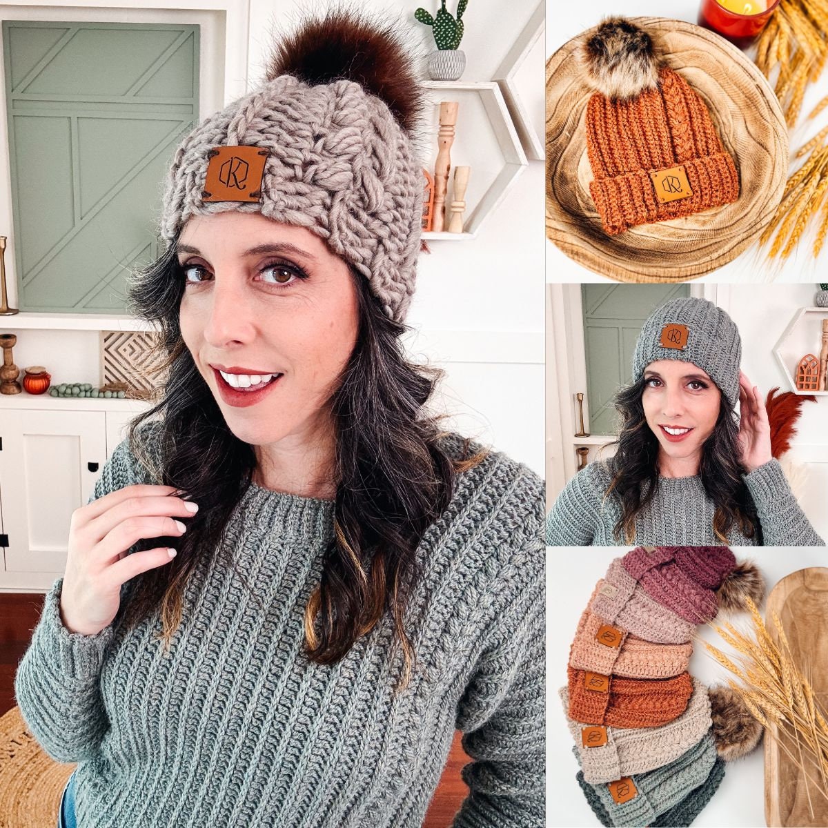 CROCHET PATTERN + VIDEO Autumn Wheat Crochet Hat Beanie in 8 Sizes Newborn to Adult. Easy Pattern & Beginner Friendly, Crocheted Flat