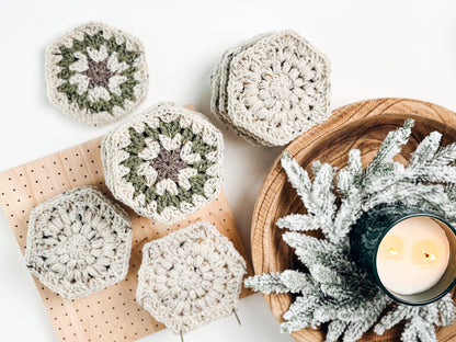 CROCHET PATTERN + VIDEO Festive Granny Hexagon Stocking. Written Instructions and Video Tutorial - Christmas Crochet Stocking. Granny Motif