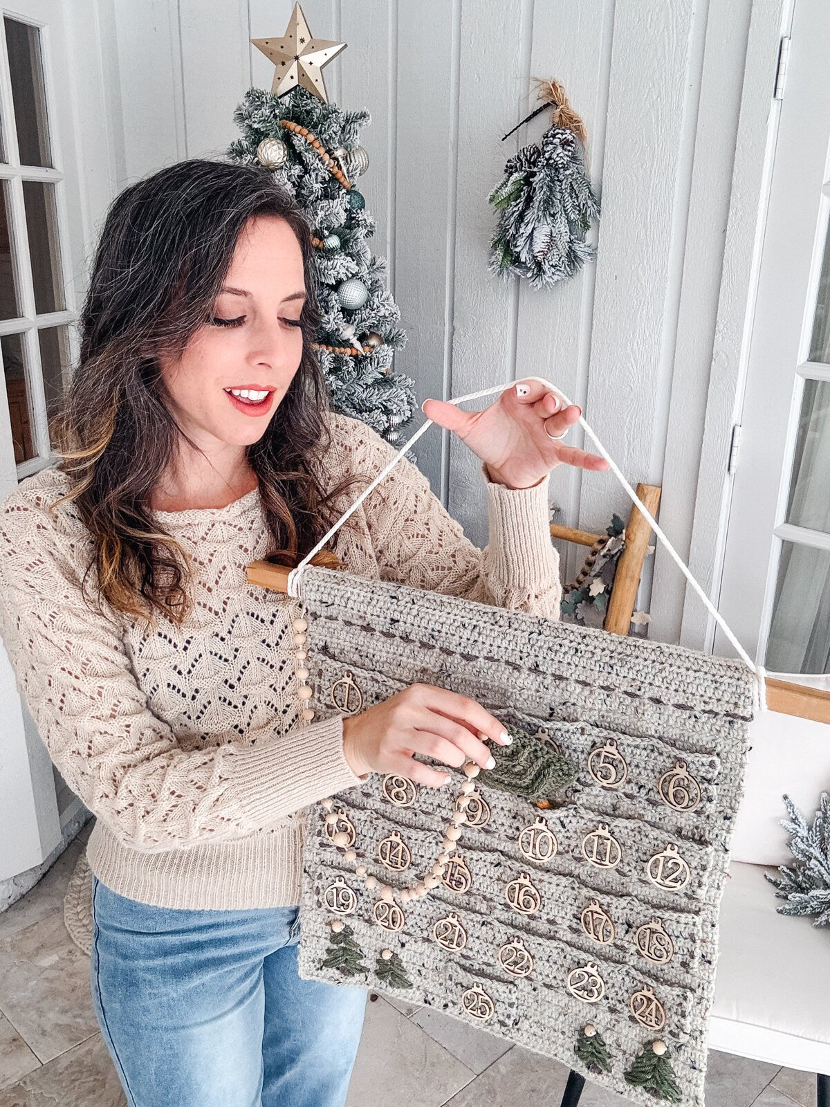 CROCHET PATTERN + VIDEO Christmas Crochet Advent Calendar Pattern. Count Down To Christmas - Cute Pine Christmas Tree + Holiday Gift Tags!