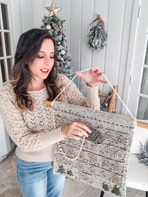 CROCHET PATTERN + VIDEO Christmas Crochet Advent Calendar Pattern. Count Down To Christmas - Cute Pine Christmas Tree + Holiday Gift Tags!