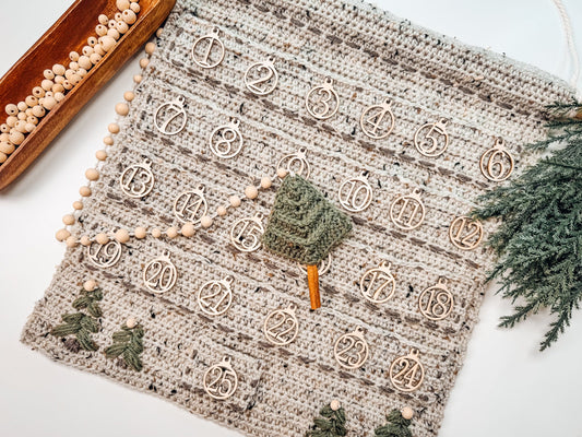 CROCHET PATTERN + VIDEO Christmas Crochet Advent Calendar Pattern. Count Down To Christmas - Cute Pine Christmas Tree + Holiday Gift Tags!