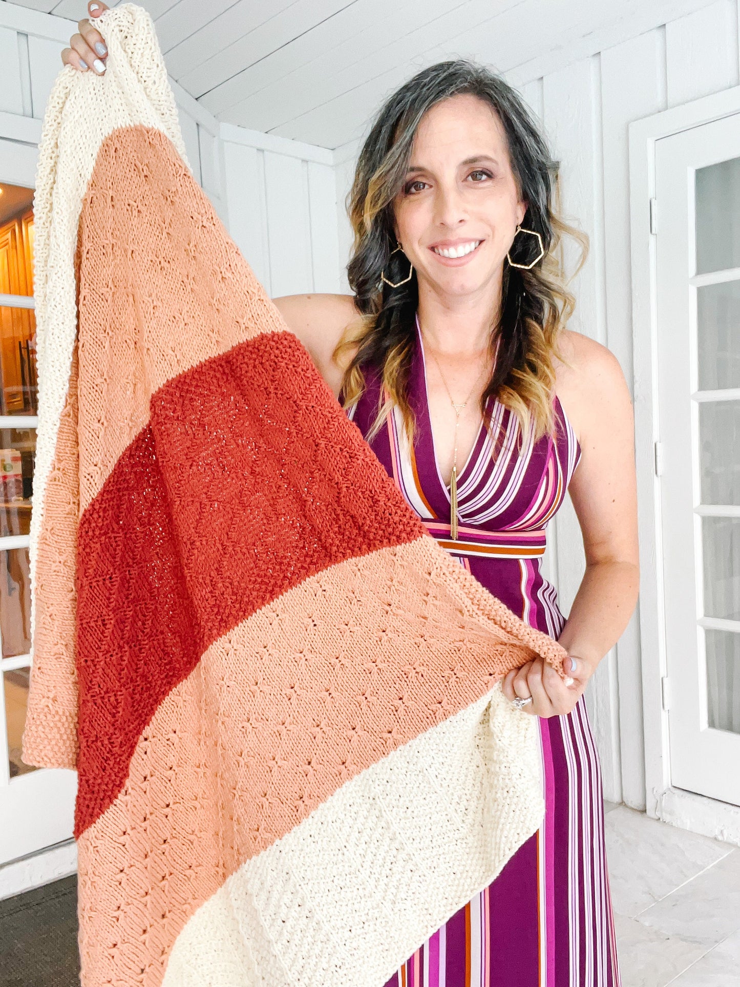 KNIT PATTERN + VIDEO Sampler Textured Knit Blanket, Downloadable Pdf, Learn to Make a Knit Textured Blanket with a Video Tutorial