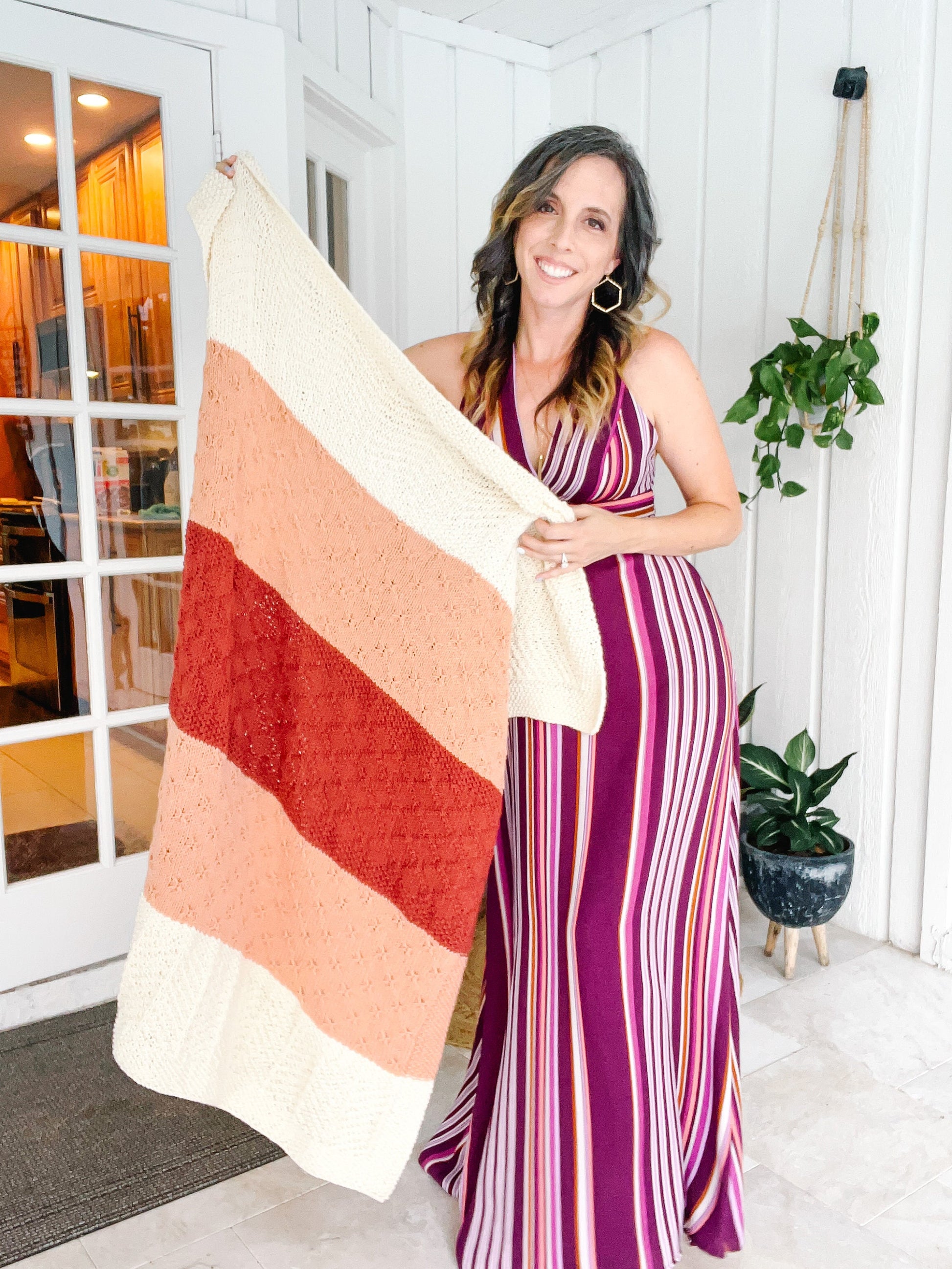 KNIT PATTERN + VIDEO Sampler Textured Knit Blanket, Downloadable Pdf, Learn to Make a Knit Textured Blanket with a Video Tutorial