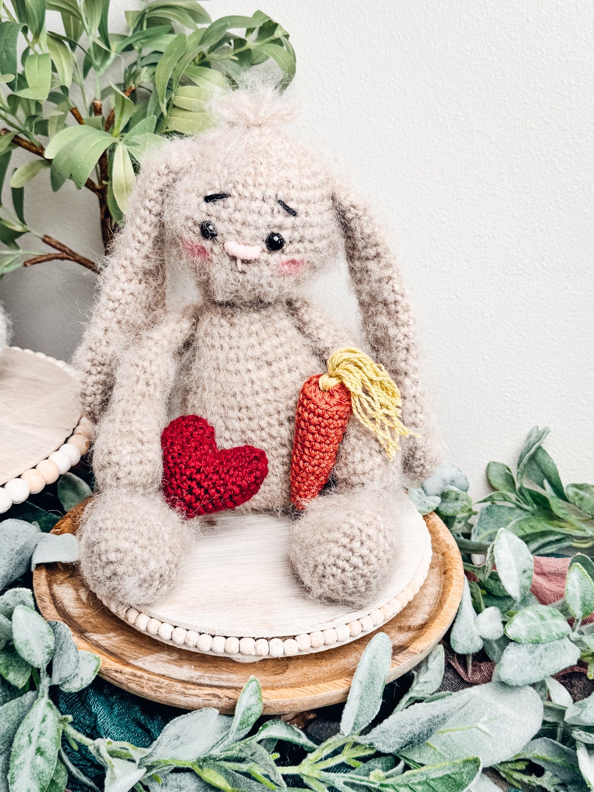 CROCHET PATTERN + VIDEO Crochet Bunny Pattern, Easter Bunny, Amigurumi bunny. Easy Crochet Pattern. Valentine's Bunny with Crochet Heart.