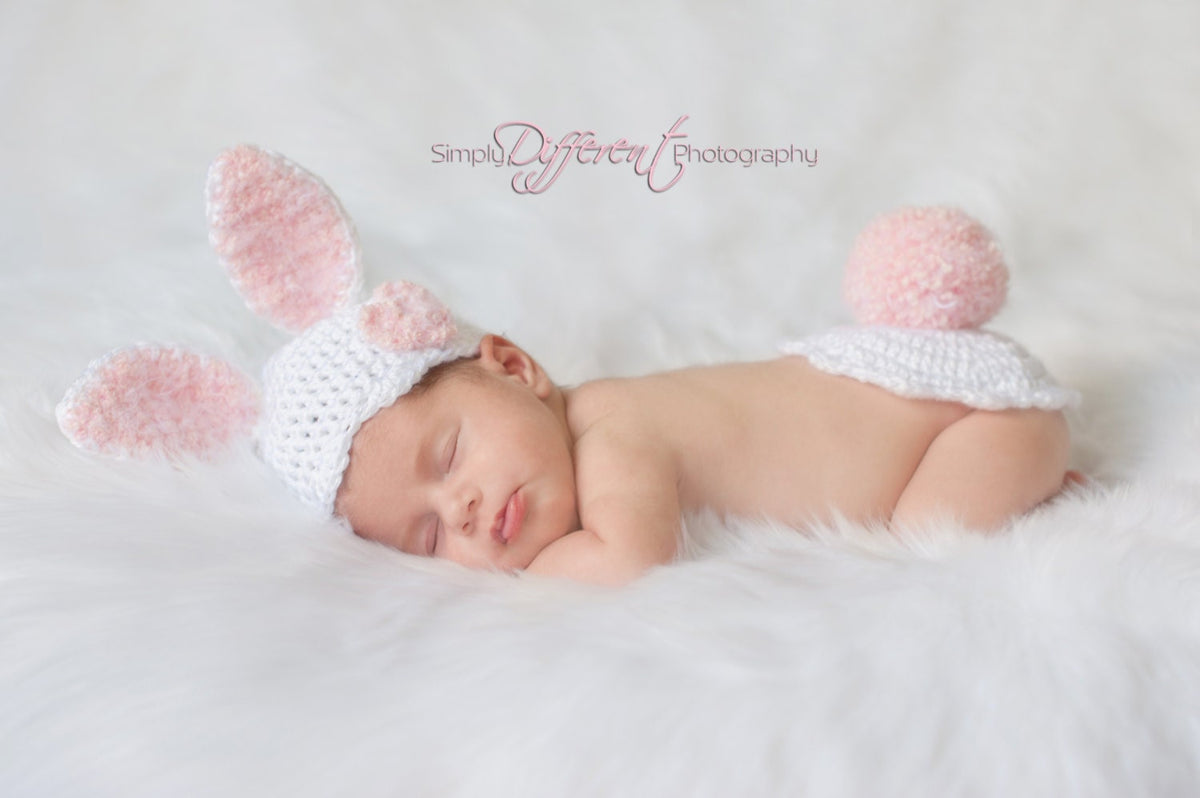 CROCHET PATTERNS 2 Crochet Baby Pattern, the Ladybug and Bunny Hat and Bum Covers, Newborn Photography
