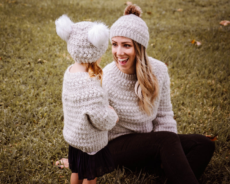 CROCHET PATTERNS + VIDEO Collection The Macchiato E-book 6 Crochet Patterns. Adult-Child Sweater, Poncho, Beanie, Tree Skirt, Ornament