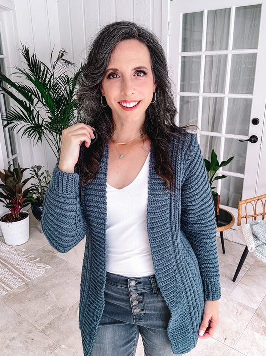 CROCHET PATTERN + VIDEO Easy Flat Crochet Cardigan Pattern with a Ribbed Crochet Style, Size-Inclusive from xs-5X, Autumn Wheat Cardigan.