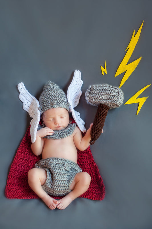 CROCHET PATTERN Thor Crochet Newborn Pattern, Norse God of Thunder. Easy to follow newborn baby crochet pattern. Photography Prop.