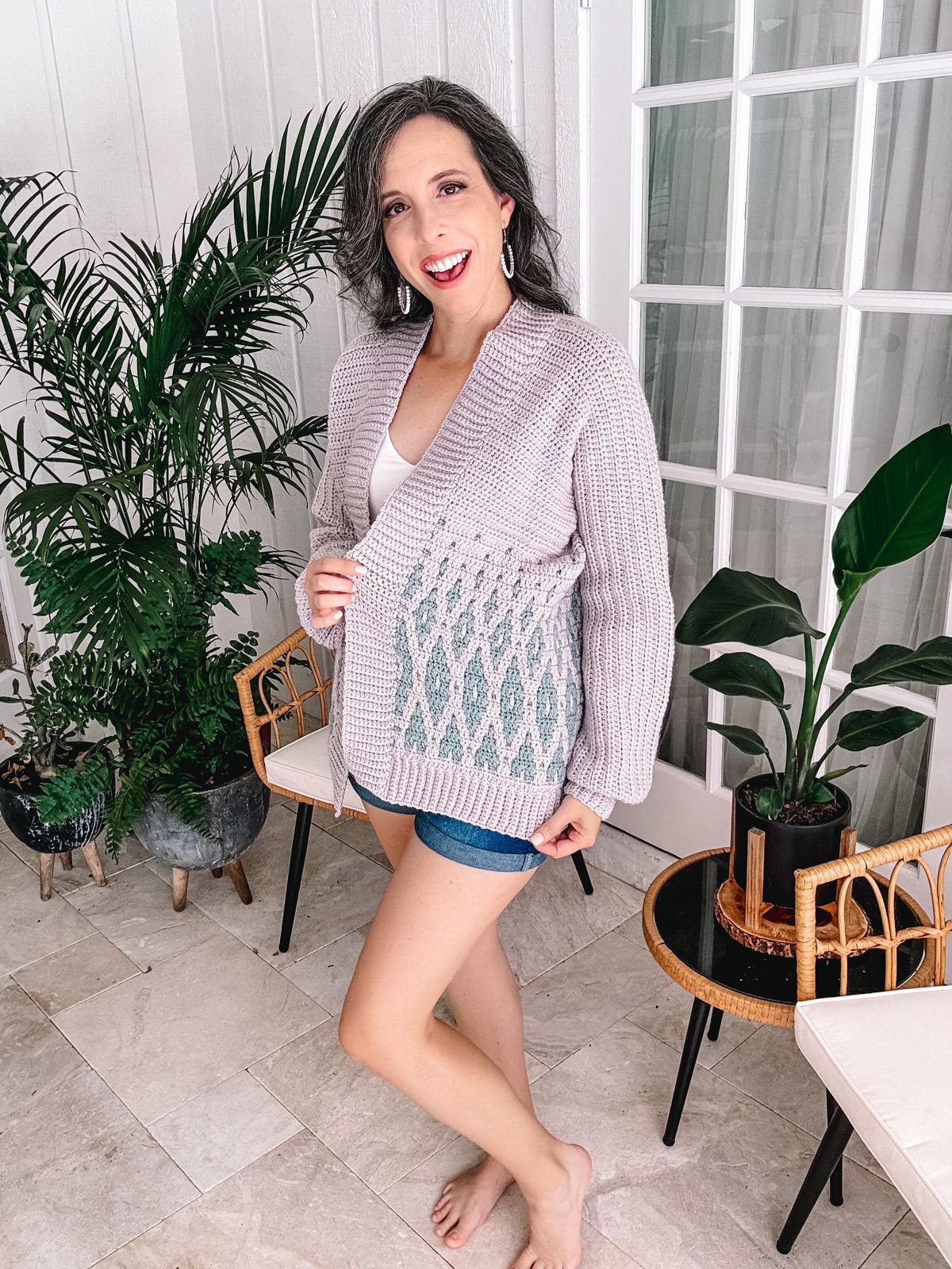 CROCHET PATTERN + VIDEO Mosaic Crochet Cardigan Pattern - Seabird Cardigan is Size-inclusive xs-5X, Guided diagrams plus mosaic chart