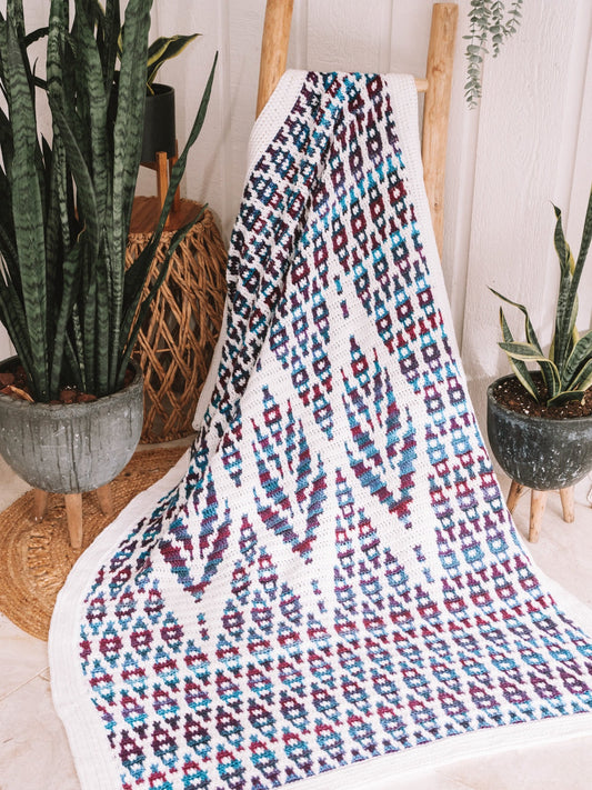 CROCHET PATTERN Lotus Mosaic Crochet Blanket Pattern - Inset Mosaic Crochet Afghan - Instant Download PDF Pattern