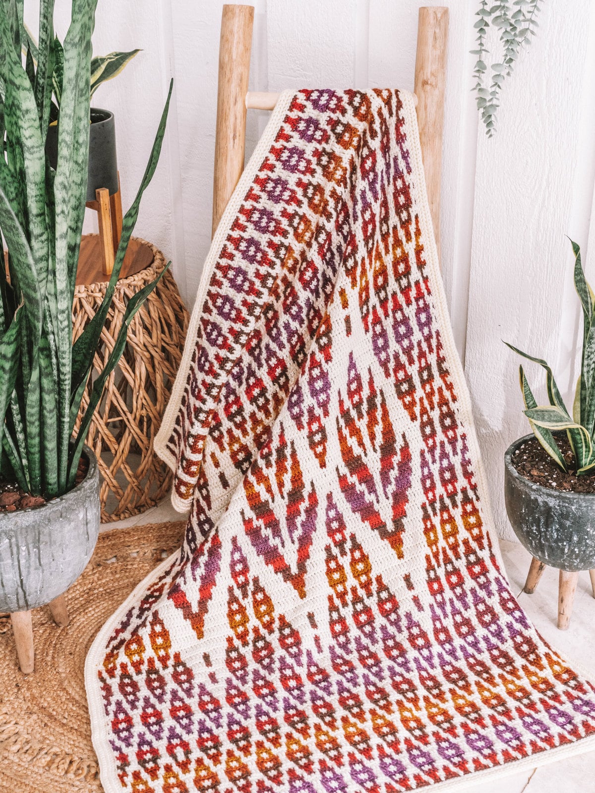CROCHET PATTERN Lotus Mosaic Crochet Blanket Pattern - Inset Mosaic Crochet Afghan - Instant Download PDF Pattern