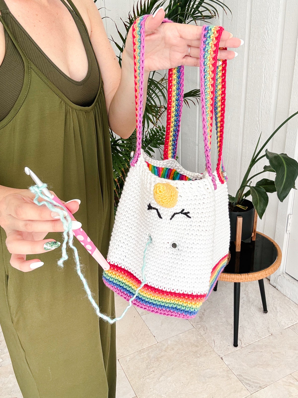 CROCHET PATTERN + VIDEO Crochet Pattern Unicorn Farts Project Bag Tote Yarn Bag Handbag accessory easy to follow crochet pattern