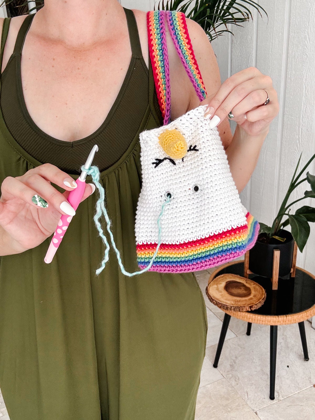 CROCHET PATTERN + VIDEO Crochet Pattern Unicorn Farts Project Bag Tote Yarn Bag Handbag accessory easy to follow crochet pattern