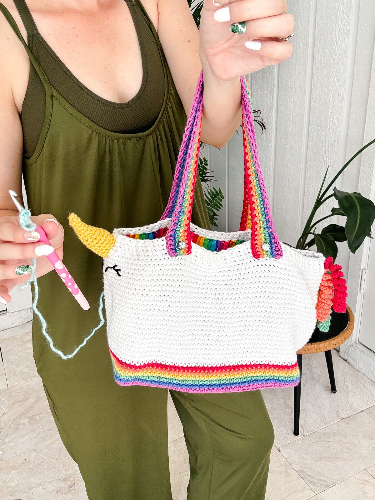 CROCHET PATTERN + VIDEO Crochet Pattern Unicorn Farts Project Bag Tote Yarn Bag Handbag accessory easy to follow crochet pattern