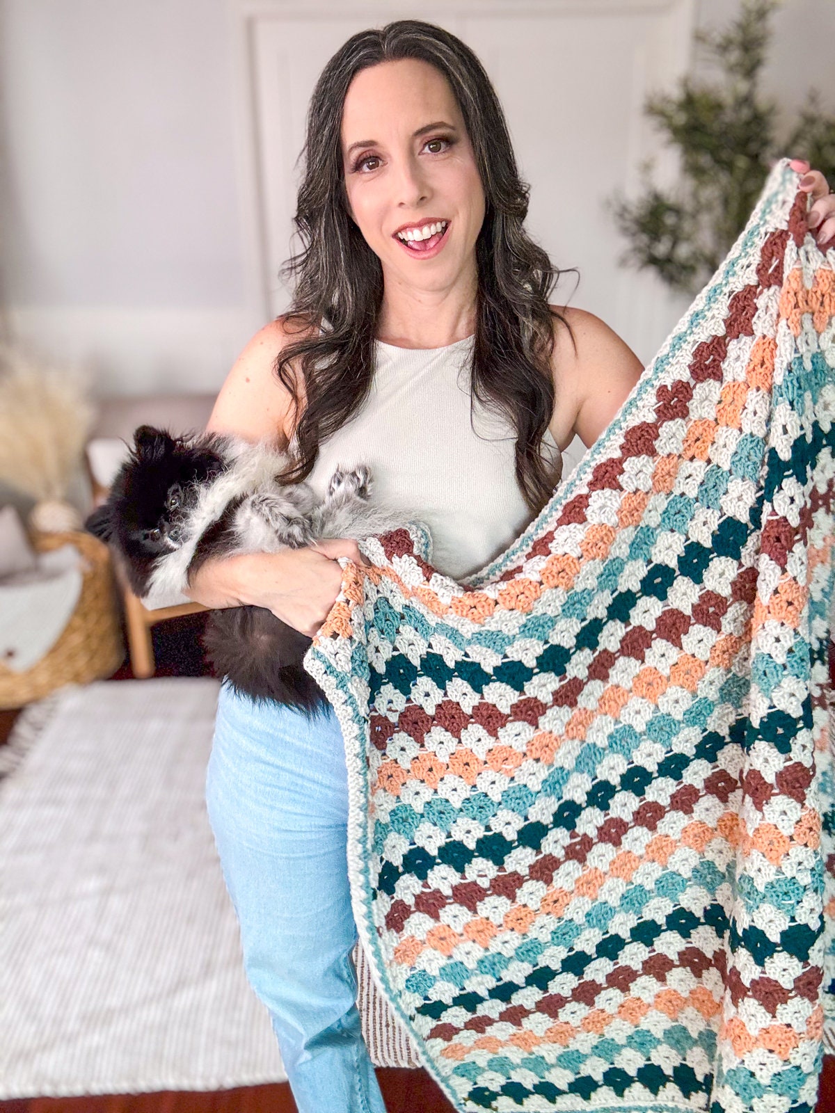 CROCHET PATTERN + VIDEO Colorful Hues Granny Stitch Crochet Blanket Pattern, 17 Size Options with Charts. Easy Crochet Afghan Throw Blanket