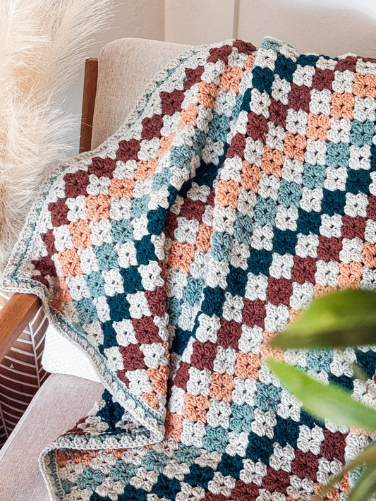 CROCHET PATTERN + VIDEO Colorful Hues Granny Stitch Crochet Blanket Pattern, 17 Size Options with Charts. Easy Crochet Afghan Throw Blanket