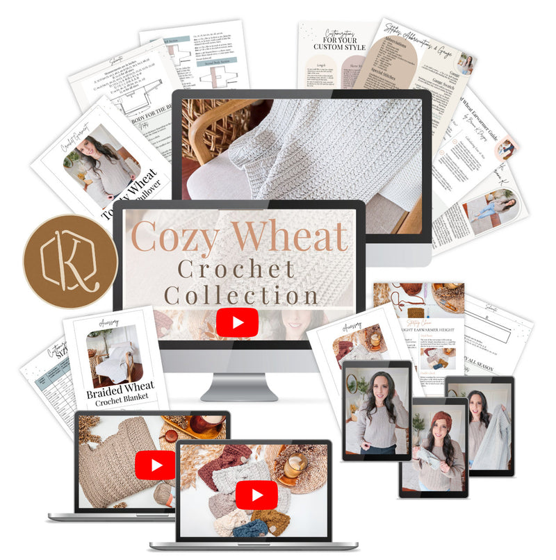 CROCHET PATTERN + VIDEO Collection Cozy Wheat Crochet Pattern Bundle | Sweater, Blanket, Ear Warmer Wheat Stitch™ Beginner-Friendly Patterns