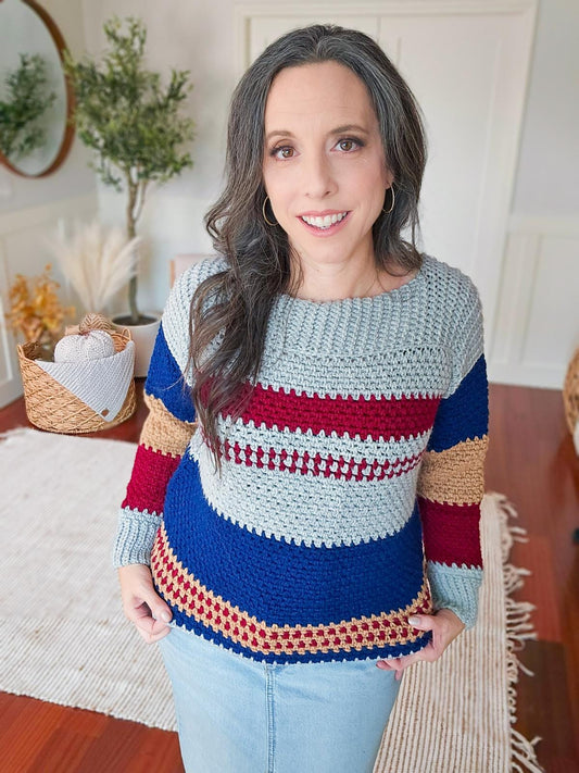 CROCHET PATTERN + VIDEO Gingersnap Crochet Sweater Instant Download Pdf Pattern, xs to 5x sizes, Pullover Crochet Colorwork Pattern