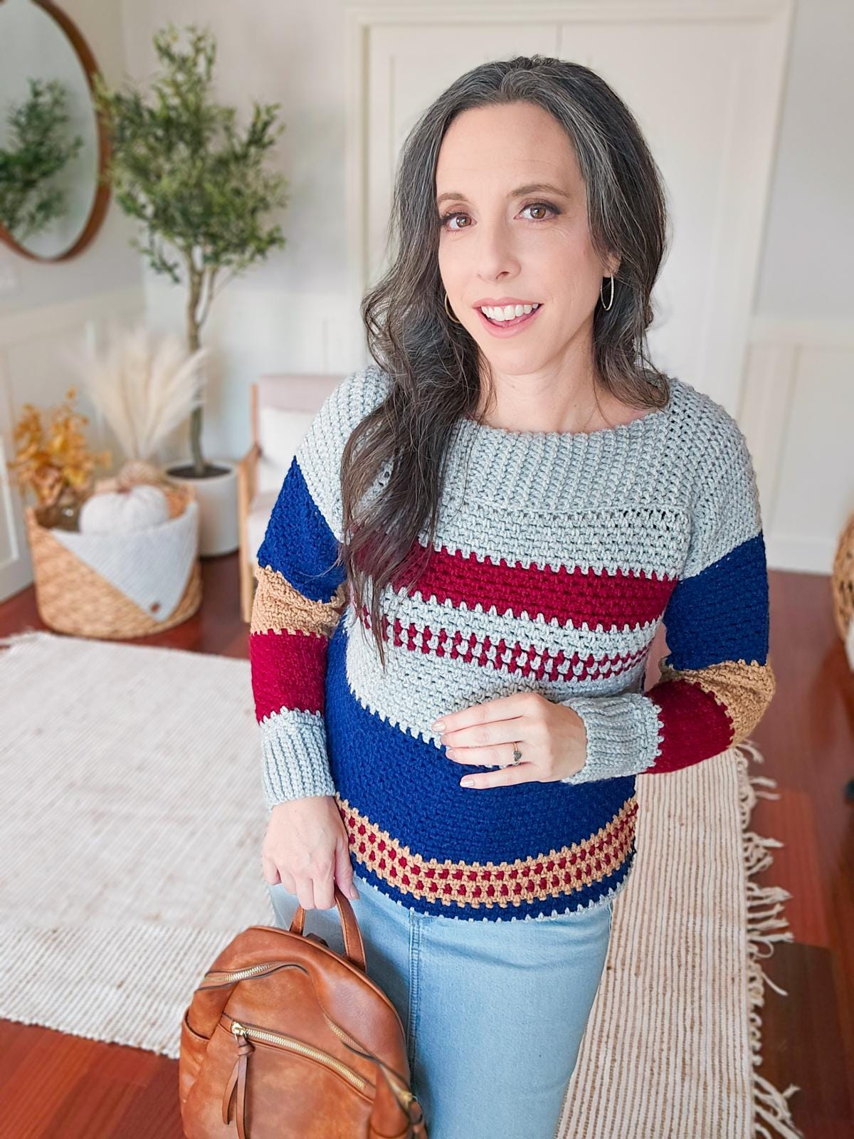 CROCHET PATTERN + VIDEO Gingersnap Crochet Sweater Instant Download Pdf Pattern, xs to 5x sizes, Pullover Crochet Colorwork Pattern