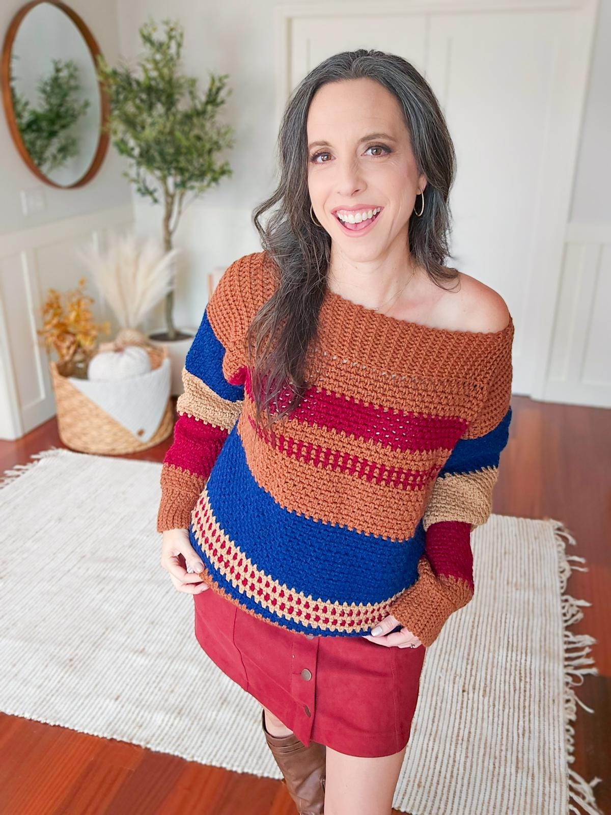 CROCHET PATTERN + VIDEO Gingersnap Crochet Sweater Instant Download Pdf Pattern, xs to 5x sizes, Pullover Crochet Colorwork Pattern