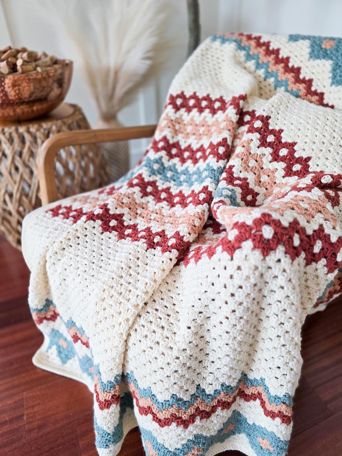 CROCHET PATTERN + VIDEO Gemstone Hues Granny Crochet Blanket Pattern - Easy Crochet Throw Colorful Granny Stitches, Includes Charts