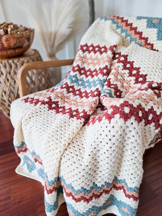 CROCHET PATTERN + VIDEO Gemstone Hues Granny Crochet Blanket Pattern - Easy Crochet Throw Colorful Granny Stitches, Includes Charts