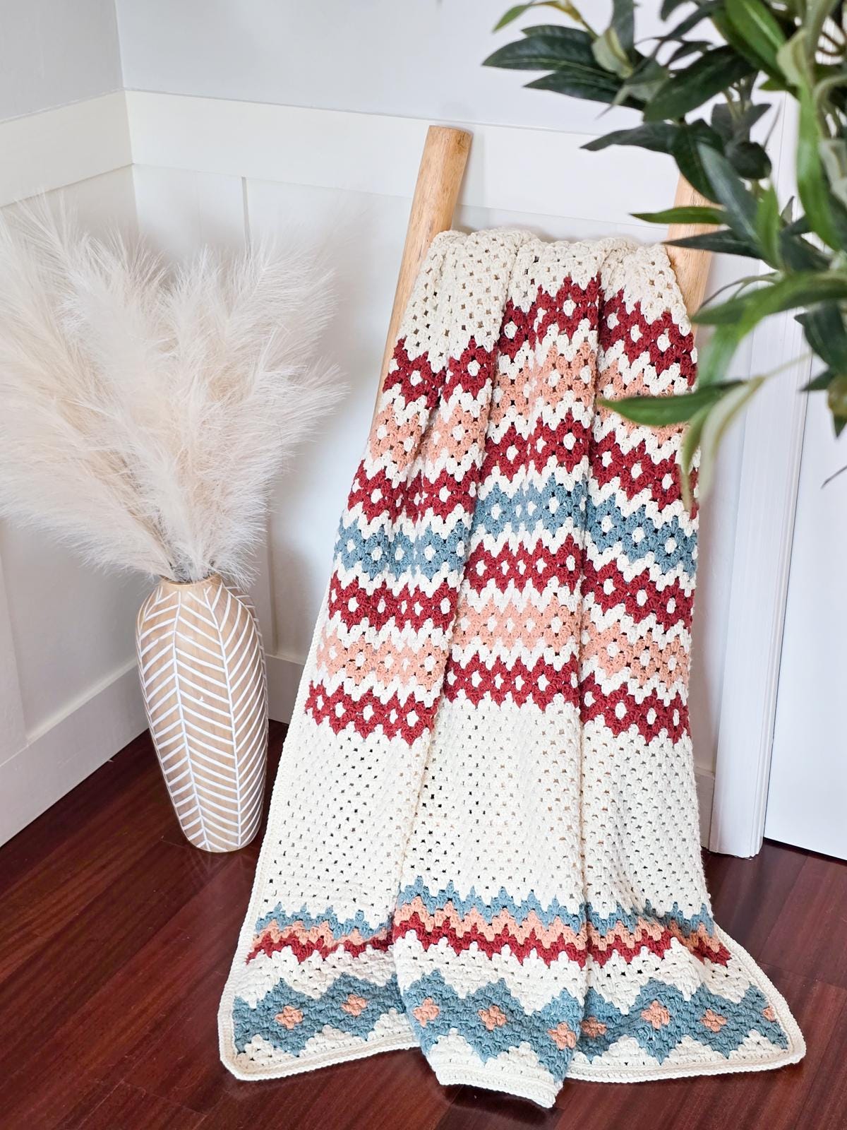 CROCHET PATTERN + VIDEO Gemstone Hues Granny Crochet Blanket Pattern - Easy Crochet Throw Colorful Granny Stitches, Includes Charts