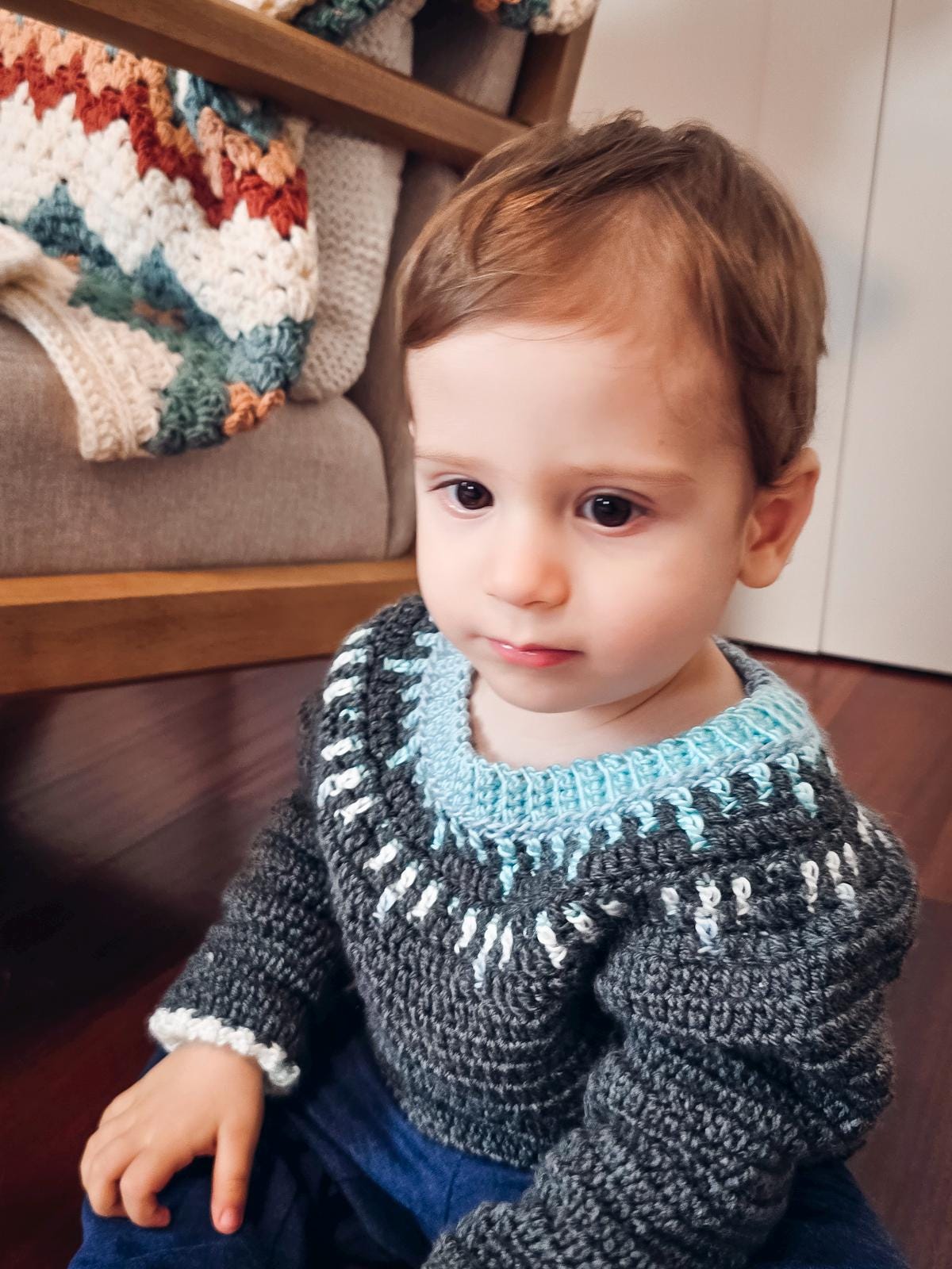 Child Sweater Crochet Pattern Mosaic Crochet Baby Toddler Kids Sweater Pattern Seamless Top-Down Digital Download PDF Newborn 12 Years Video Tutorial Included Handmade Gift New Baby Gift
