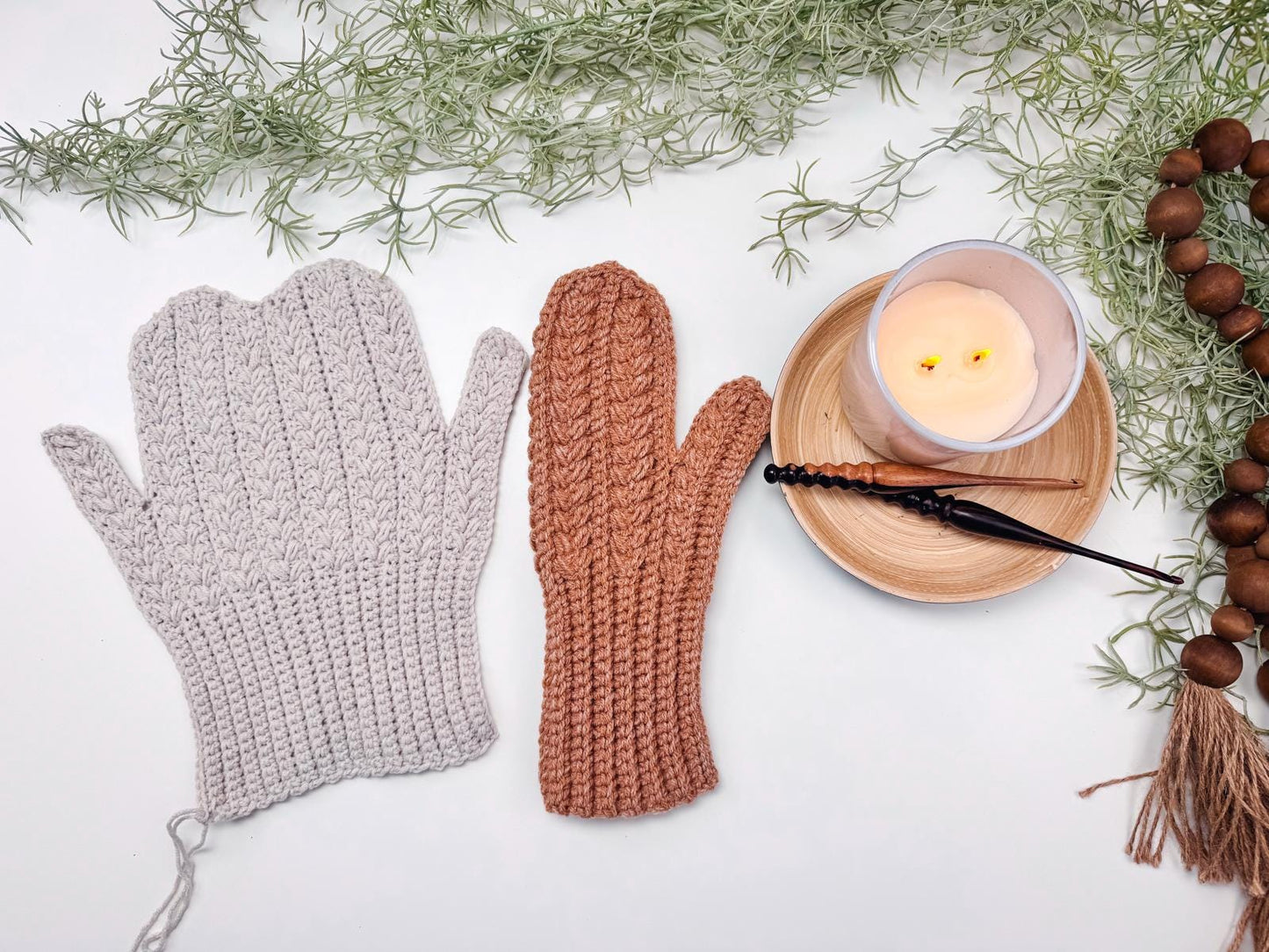 CROCHET PATTERN + VIDEO Winter Wheat Stitch™ Crochet Mittens Pattern - 6 Sizes Baby to Adult, Flat One-Piece Design Wheat Stitch™ Gloves